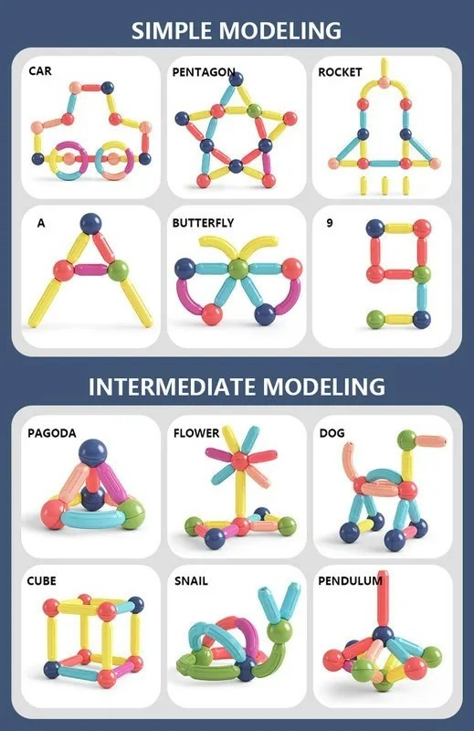 200 Peças Blocos Magnéticos Super Imã Brinquedo Educativo - Imagem 9