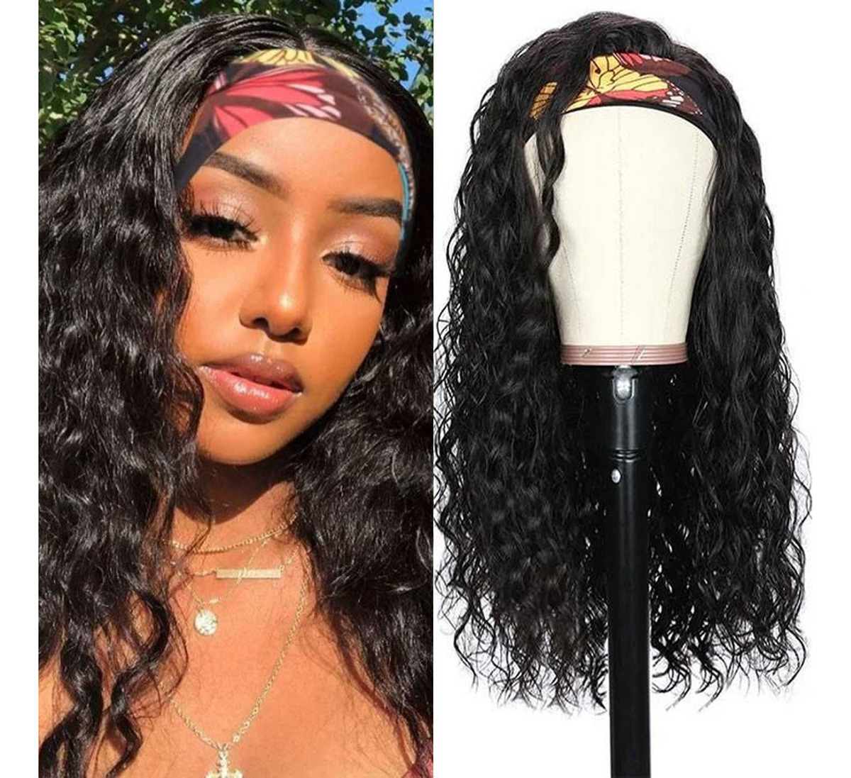 Peruca Headband Peruca De Cabelo Humano Encaracolado Nenhum - Imagem 37