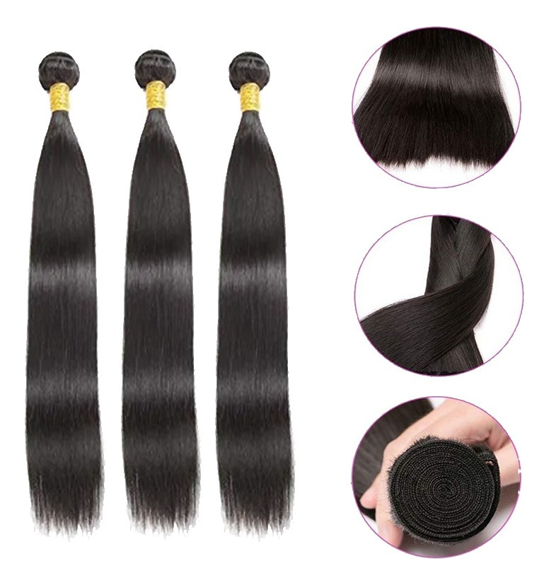 Aplique Cabelo Liso Com Natural Humano Brasileiro 3pcs 50cm