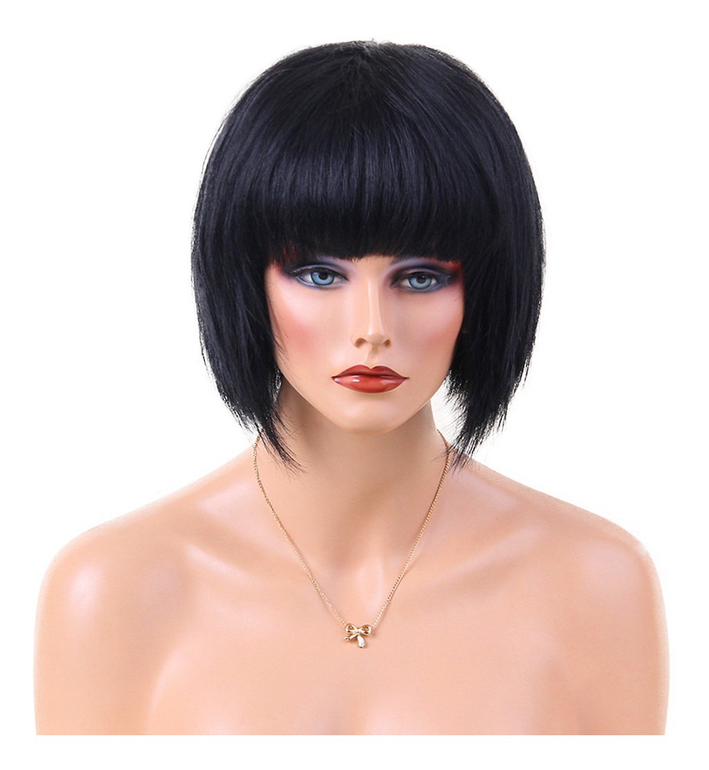 Curto Bob Black Straight 100% Cabelo Humano Real Perucas E - Imagem 2