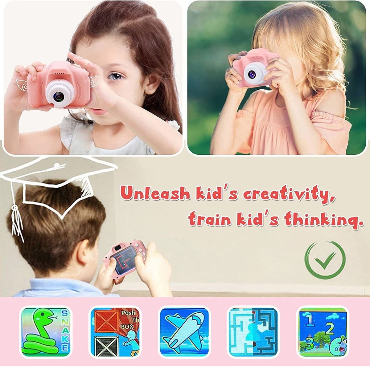Câmera Infantil 1080p Mini Kids+cartão De 8gb+leitor - Imagem 5