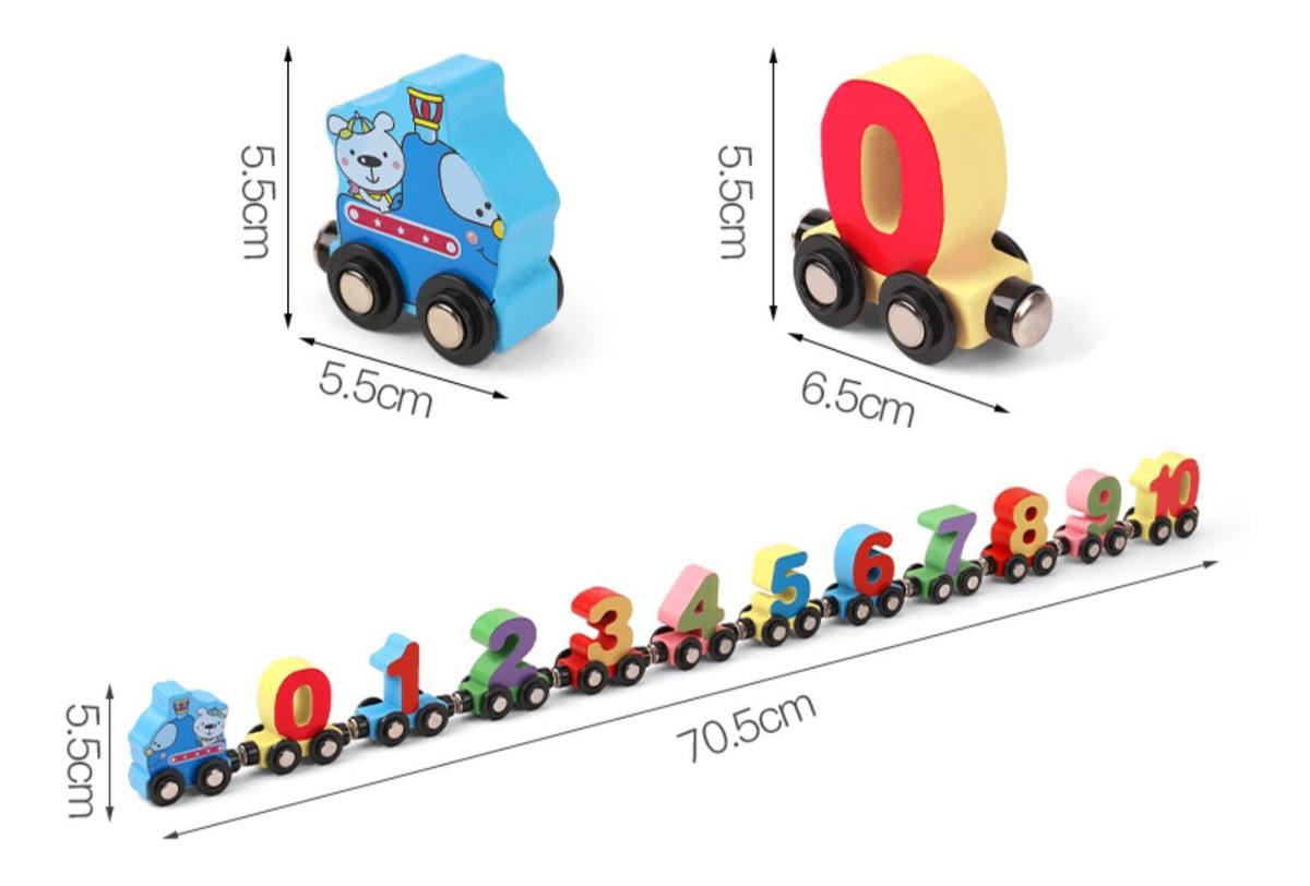 Brinquedos Magnéticos De Madeira Para Trem Com Números De Ma - Imagem 2