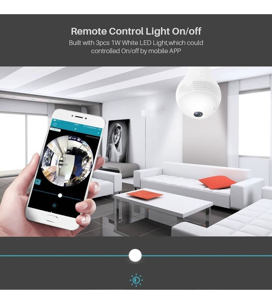 Câmera De Luz Espiã Ip Led Wifi Hd Panorama 360º Móvel - Imagem 6