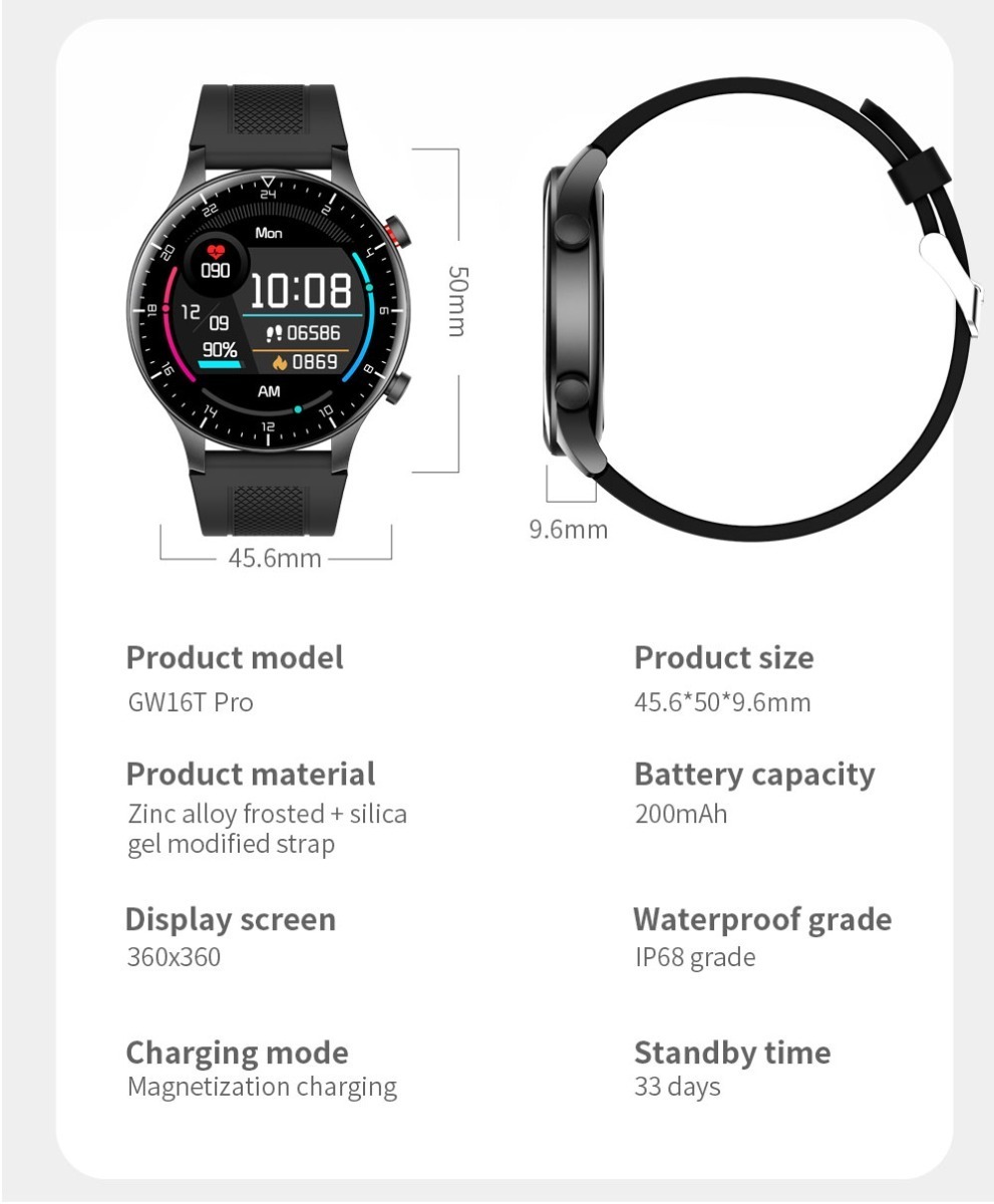 Smartwatch À Prova D'água Kumi Gw16tpro Ip68 - Imagem 3