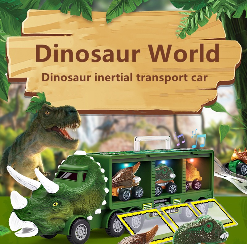 Caminhão De Brinquedo Do Dinossauro Dos Miúdos Com Luzes E S - Imagem 8