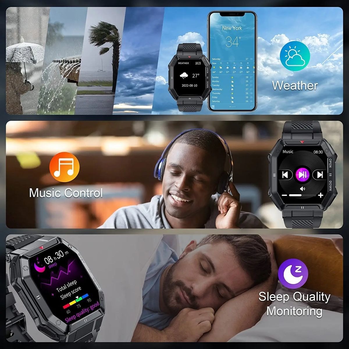Relógios Inteligentes Para Homens Bluetooth Call Answer 1.85 - Imagem 3