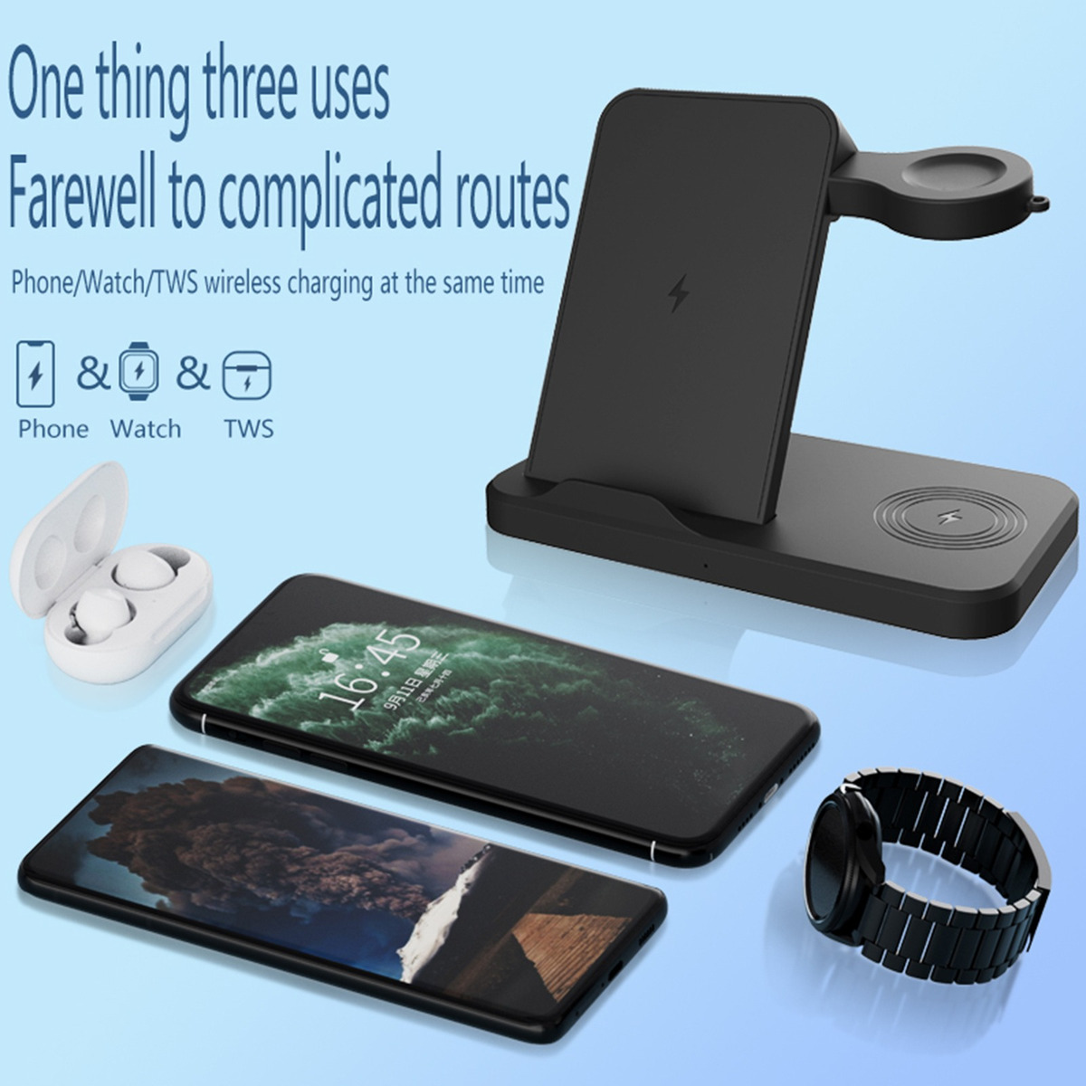 3 Em 1 Para Samsung-galaxy Watch 3/watch 4/ativo/buds Usb Ch - Imagem 2