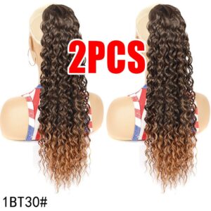 2pcs Extensão Ondulado Sintético Rabo Cavalo Encaracolado