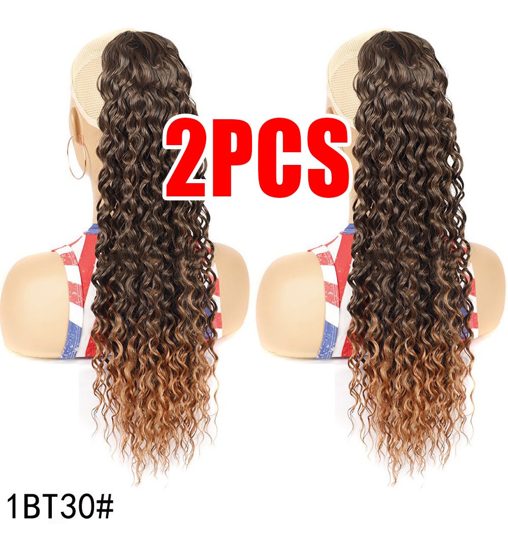 2pcs Extensão Ondulado Sintético Rabo Cavalo Encaracolado