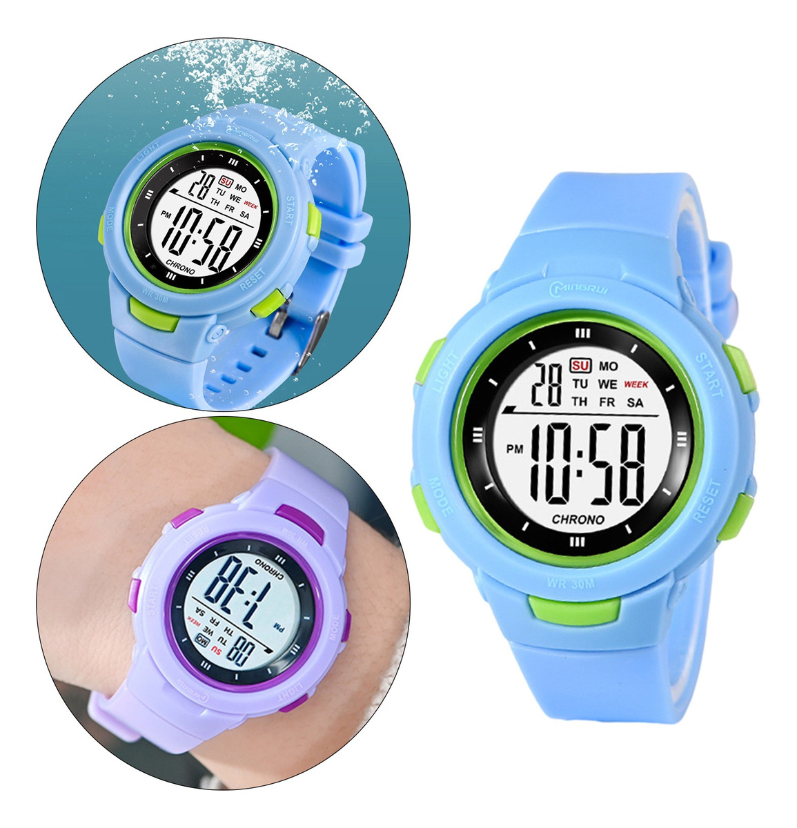 Meninos Girls Digital Watch Electro Impermeável Ao Ar Livre - Imagem 33