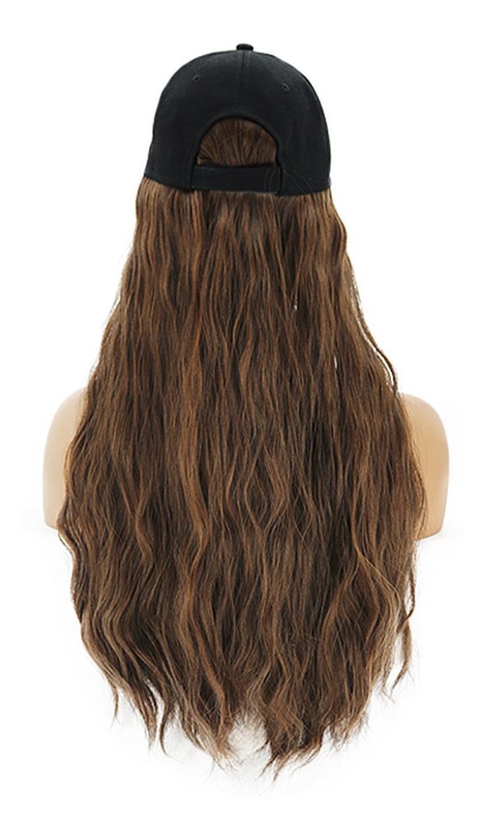 Peruca Multicolor Corn Perm, Peruca De Cabelo Comprido, Boné - Imagem 2