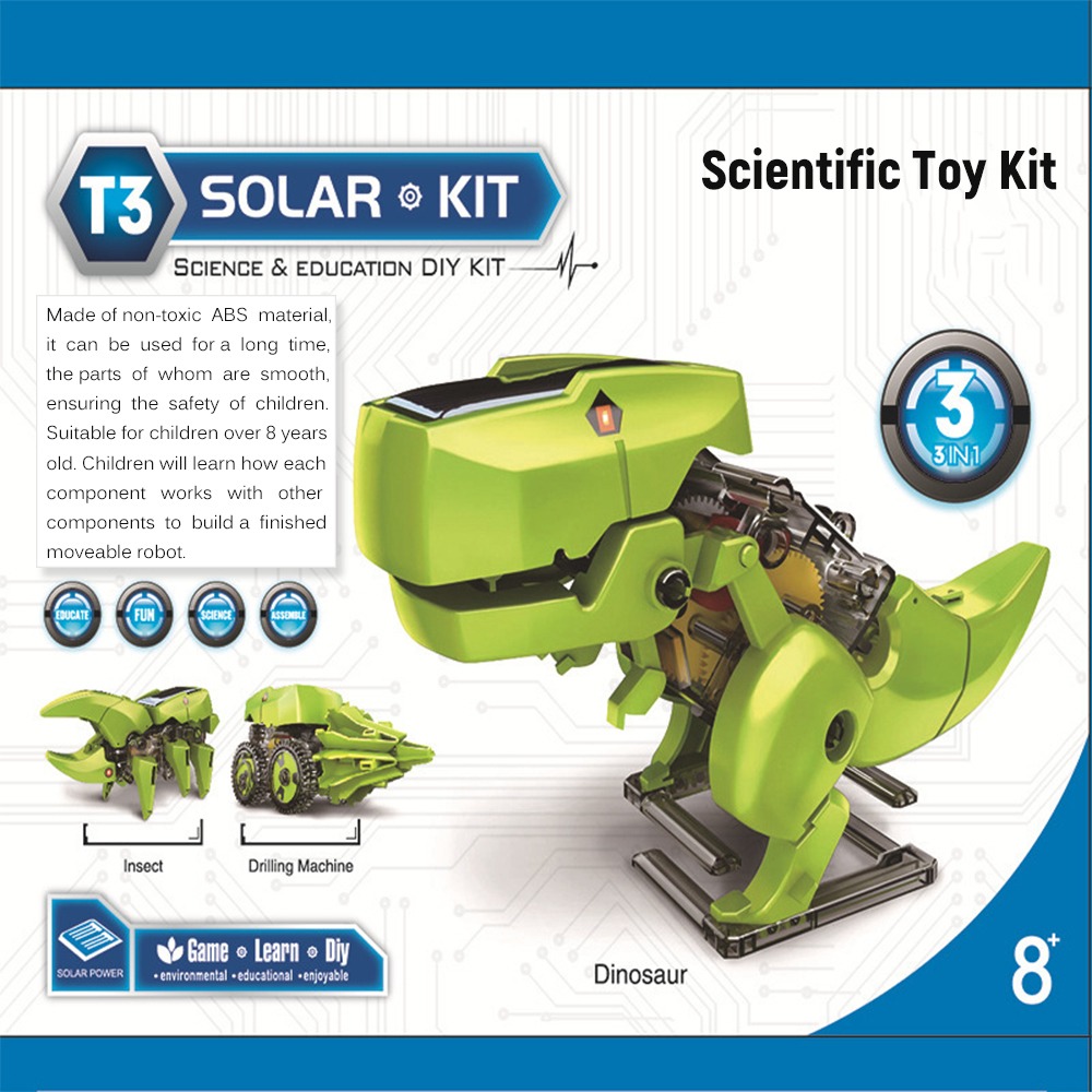 3 Em 1 Solar Robô Diy Crianças Inteligência Solar Toy Sol - Imagem 2