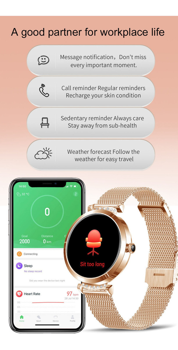 Smartwatch Para Mulheres Ladies Sports Fitness Trac - Imagem 6
