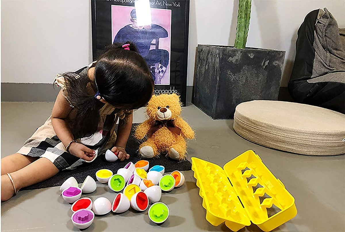 12 Ovos Montessori De Brinquedo Infantil Snap Cores E Formas - Imagem 4