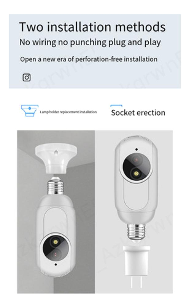 Câmera De Visão Noturna E27 Bulb, Monitor De Segurança Color - Imagem 6