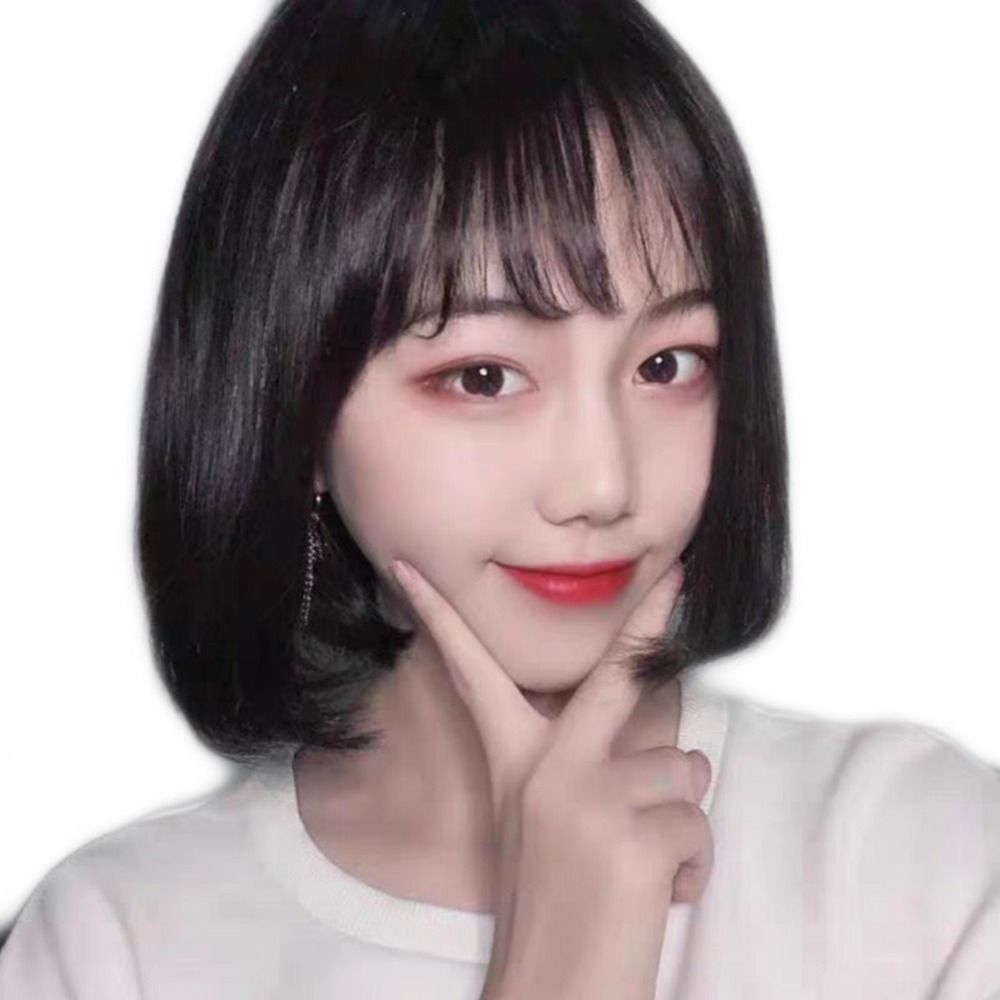 Peruca Anime Pink Human Short Straight Hair Wigsshort