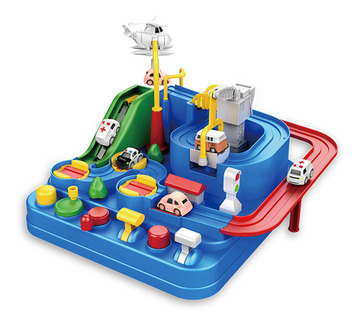 Jogo De Pistas De Corrida De Brinquedos De 2 Carros Azuis - Imagem 3