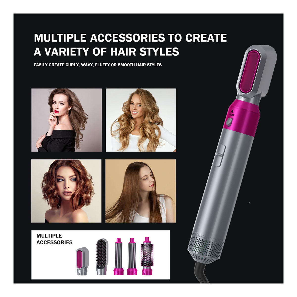 Portátil Profissional Alisar Secador Cabelo Escova Ondular - Imagem 9