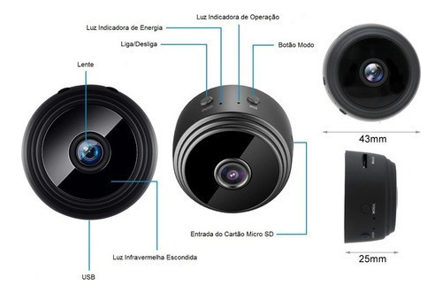 Mini Câmera Espião Wifi Escondido Sensor Ip Noite 1080p - Imagem 3