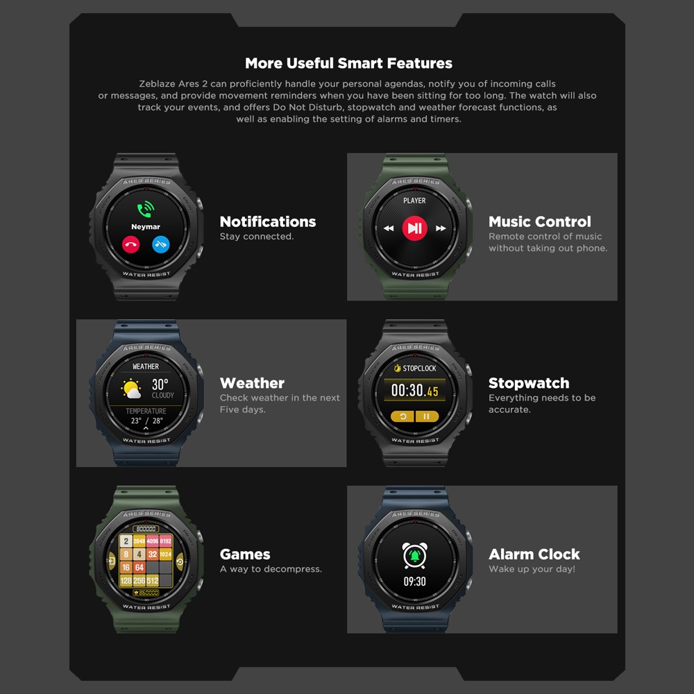 Smartwatch Bluetooth À Prova D'água Zeblaze Ares 2 - Imagem 30