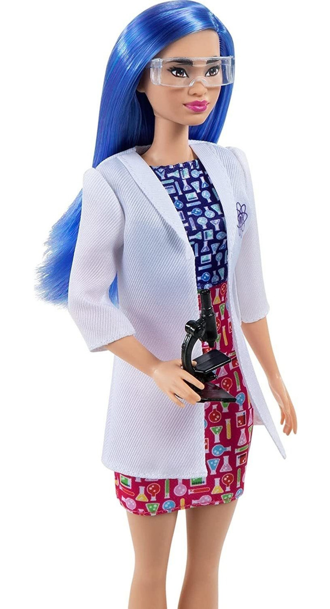 Boneca Barbie Cientista 12 Polegadas Cabelo Azul Vestido - Imagem 3