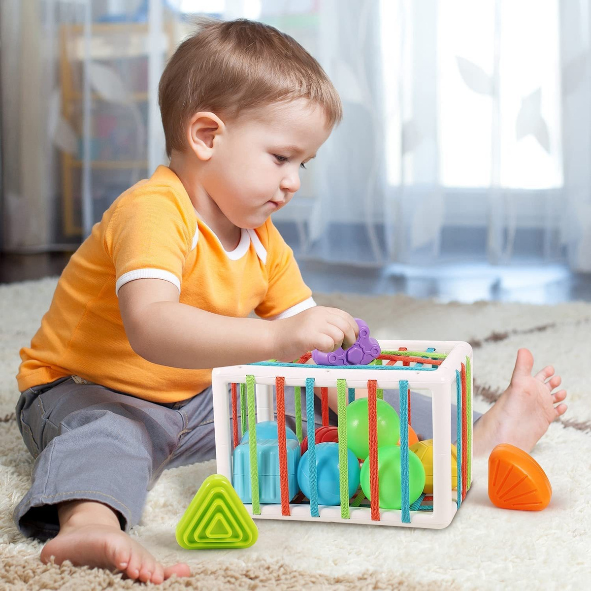 Cubo Sensorial De Habilidades Motoras Montessori Toy Brinque - Imagem 7