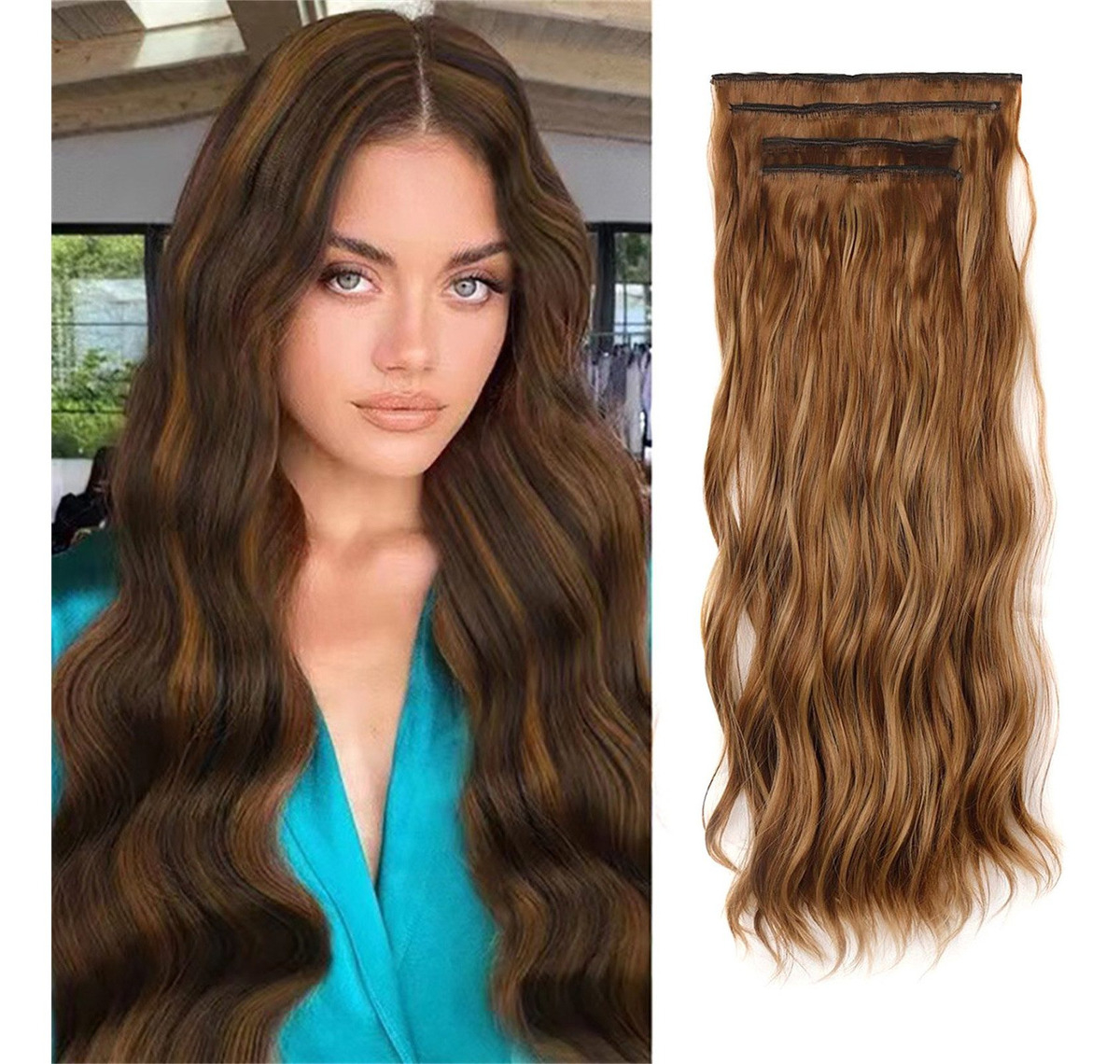 Peruca Feminina, Cabelo Comprido Encaracolado, Ondulado De Á - Imagem 24