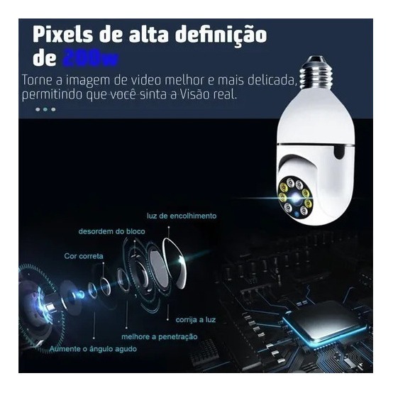 Lazhu Câmera Lampada Espia Câmera Intelbras Câmera Wifi - Imagem 2