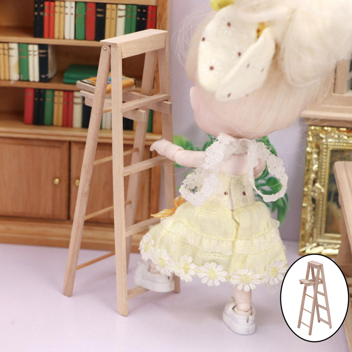Dollhouse Miniatura Escada Dobrável Brinquedos Infantis - Imagem 4