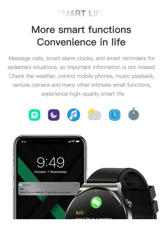 Para Huawei Xiaomi Novo Nfc Bluetooth Impermeável Relógio7 - Imagem 8