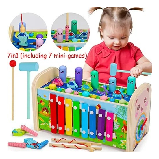 7 Em 1 Brinquedo Educativo De Xilofone De Madeira Montessori