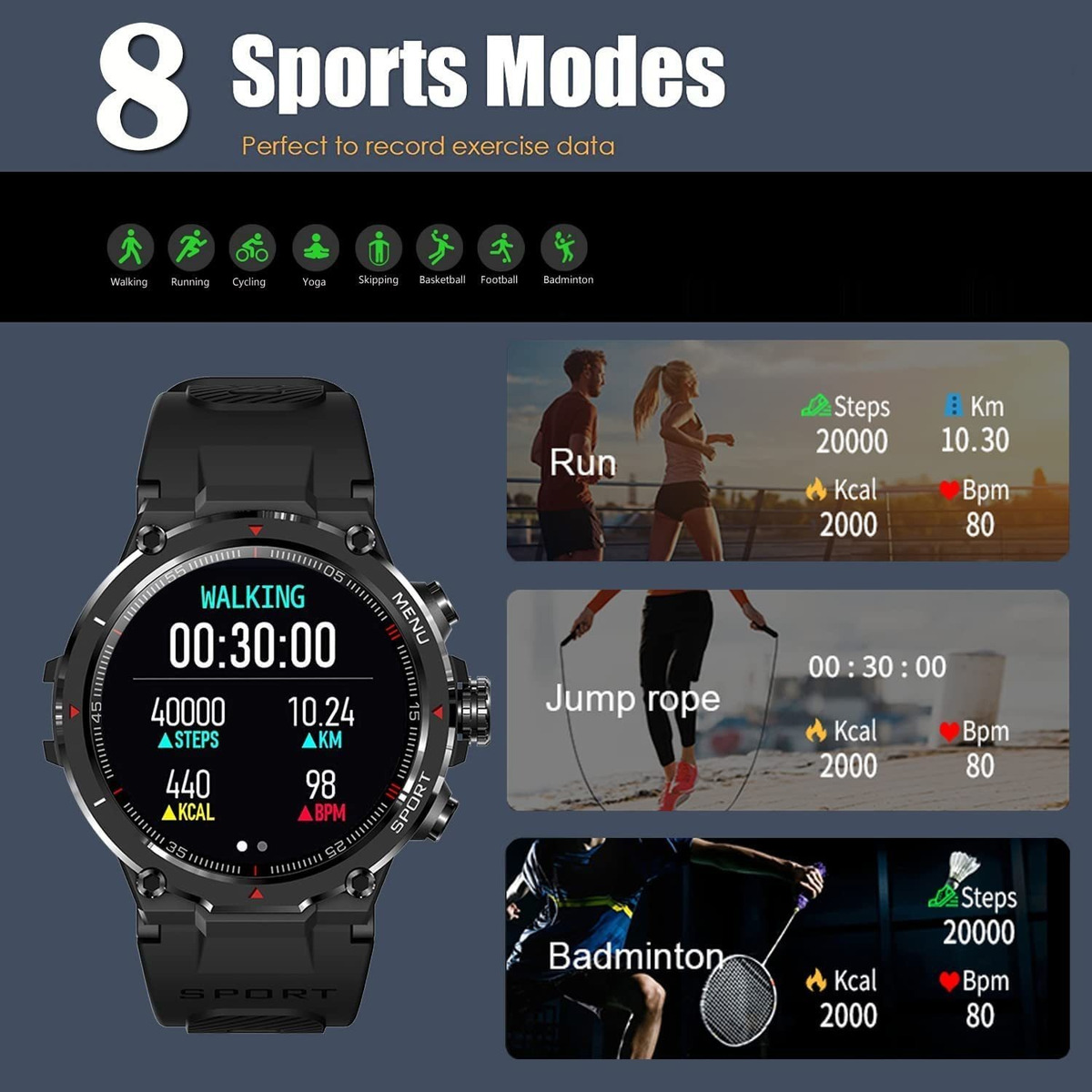 Rastreador De Fitness Smart Watch Para Homens (atender/fazer - Imagem 5