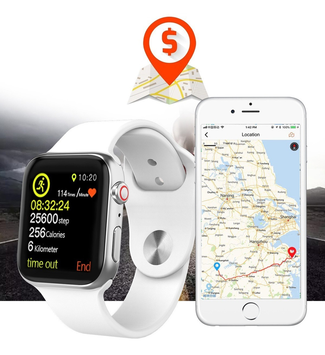 Smartwatch Iwo12 Série 5 44mm Prateado Pulseira Branco - Imagem 6