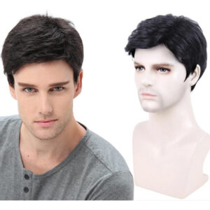 Peruca Preta Curta Masculina Em Camadas, Cabelo Em Camadas C