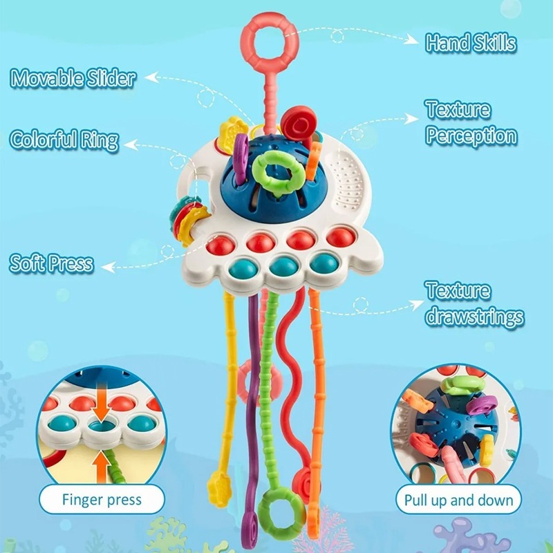 Brinquedo Sensorial De Bebê 4 Em 1 Com Cordão - Imagem 12