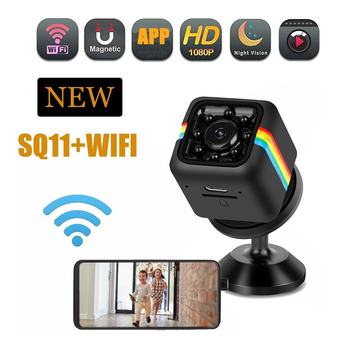 1pc Mini Câmeras De Segurança Wifi 1080p Hd Sem Fio Sq11