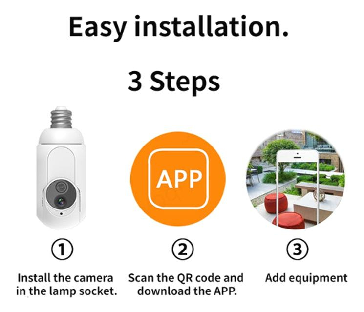 Câmera E27 Plug Wifi 360° 1080p Mini Surveillance Home - Imagem 9