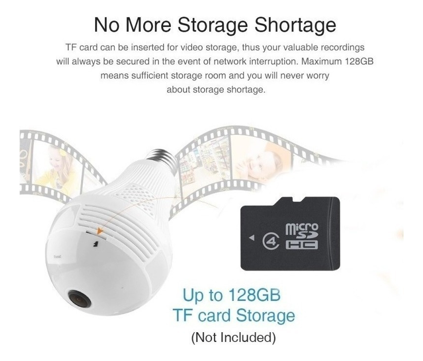 Icsee 1080p Hd Lâmpada Com Câmera 360° Espia Wifi Alarme - Imagem 5