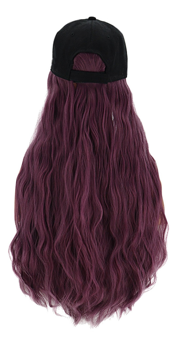 Peruca Multicolor Corn Perm, Peruca De Cabelo Comprido, Boné - Imagem 12
