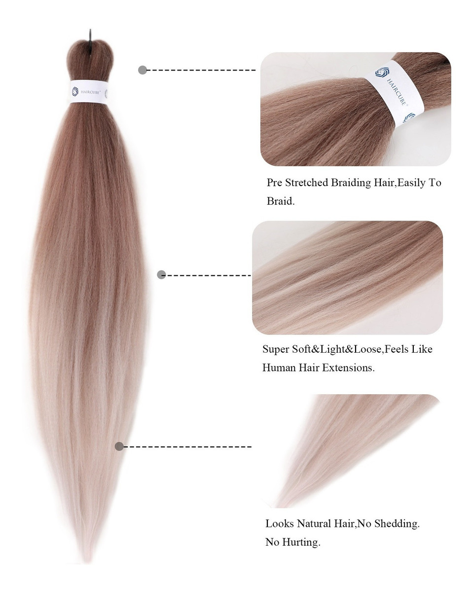 Peruca Um Cabelo De Cor De Gradiente Arco-íris Pré-esticado - Imagem 16
