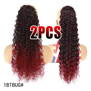 2pcs Feminino Extensão Rabo Cavalo Longo Ondulado Cordão