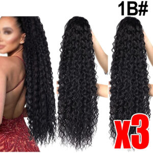 3pcs Crespa Cabelo Afro 60cm Peruca Peruca Cacheada Peruca F