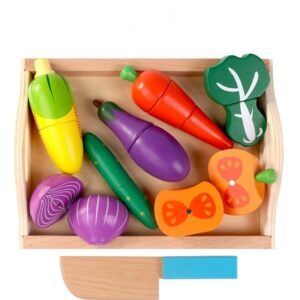 Kit 9 Brinquedo Infantil Cozinha Cortar Magnético Vegetal