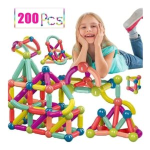 200 Peças Blocos Magnéticos Super Imã Brinquedo Educativo