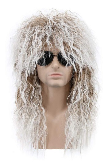 Peruca Cabelo Longo Encaracolado Masculino Ouro 70s 80s - Imagem 11