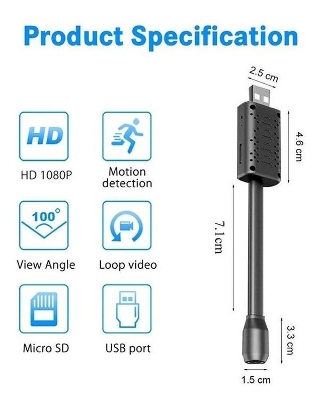 Mini Câmera Hidden Usb Wifi Spy Gravando Áudio Discreto - Imagem 8