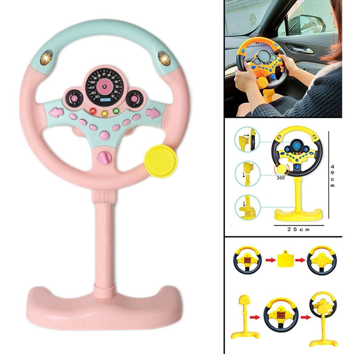 Volante Simulado Para Controle De Direção Infantil Com - Imagem 13