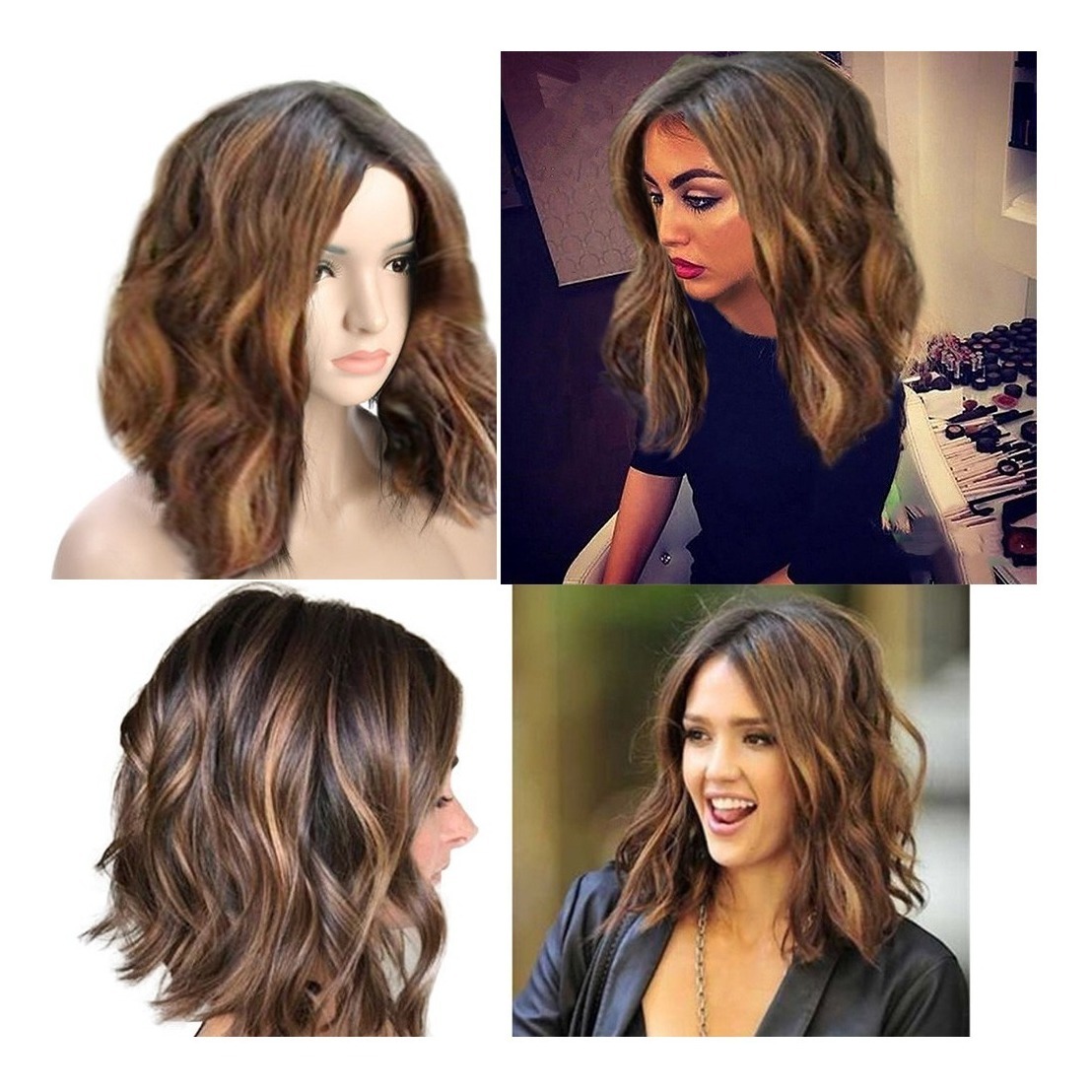 Perucas K Curto Ondulado Bobo Cabelo Humano Rose Net Wigs Gl - Imagem 2