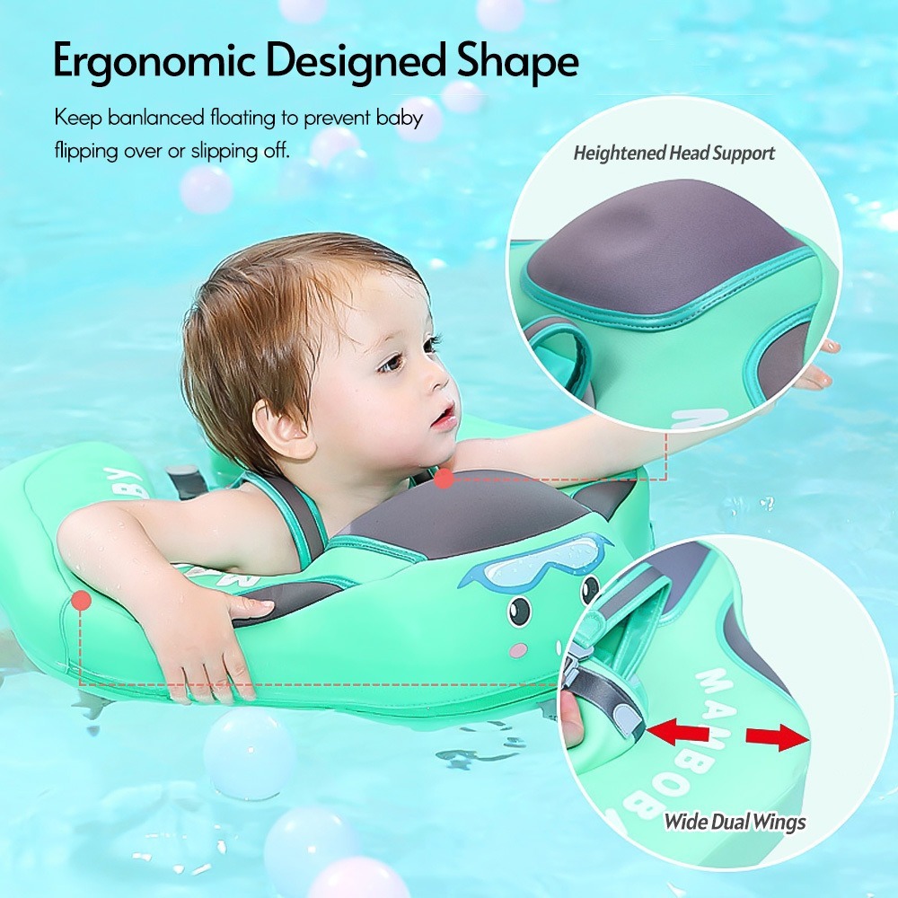Bóia De Bebê Não Inflável Com Dossel Infantil Swimming Green - Imagem 4