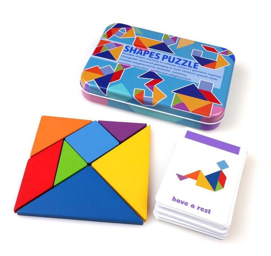 Brinquedos De Quebra-cabeça De Madeira De Tangram Geométrico - Imagem 6